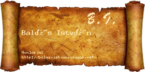 Balás István névjegykártya
